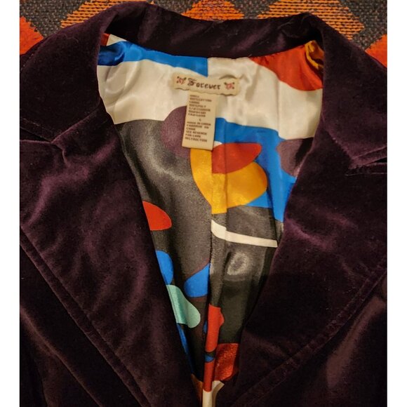 NEW Vintage Forever Velvet Blazer Purple, Gold Buttons Large - Picture 2 of 16